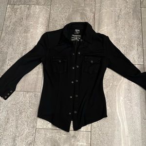 True Religion Black Button-Up Western Top